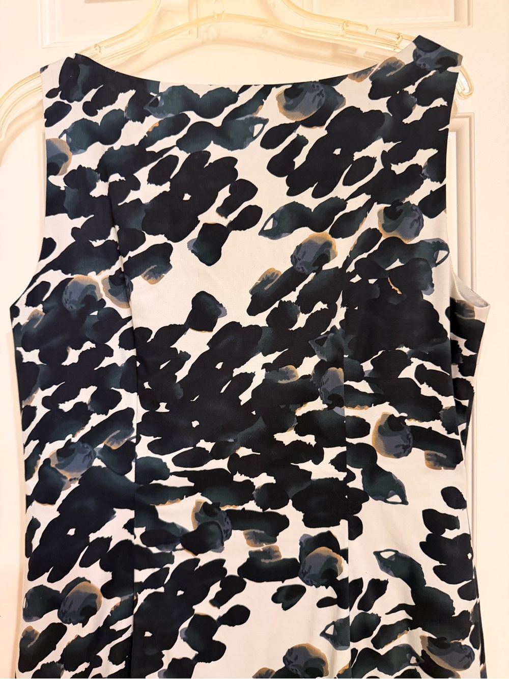 Ann Taylor Black & Cream Abstract Print Midi Sheath Dress, Side Zip, Lined, Sz 6 - Picture 8 of 12